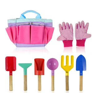 Hot Sale 8 PCS Toy Garden Tools Shovel Hoe Rake Beach Toys Kids Garden Tool Set