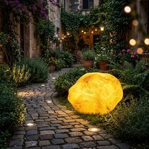 Rock Lights Outdoor IP65 Waterproof LED Garden Cobblestone RGB Color Changing Landscape Pathway Decor Stone Lamp