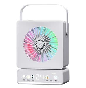 Desktop Cooling Fan 120° Shaking Head 5-speed Wind RGB Colorful Light Humidifier Multi-functional Fan Type-C