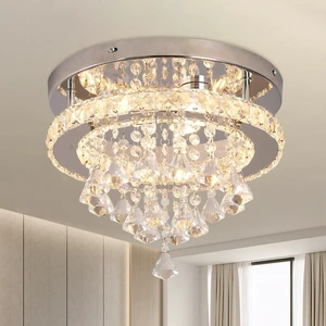 Modern Luxury LED Ceiling Chandelier Chrome Crystal Stainless Steel Dimmable Light Remote Control for Bedroom Kitchen Dining