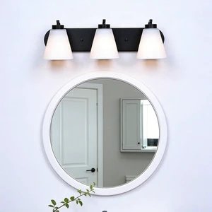 Customizable Modern 3Heads LED Vanity Wall Light Chrome Glass Minimalist Indoor Bathroom Vanity Lighting