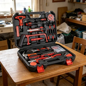 Socket Set and Flashlight 43pcs Mechanic Tool Set for Garage and DIY Maintenance