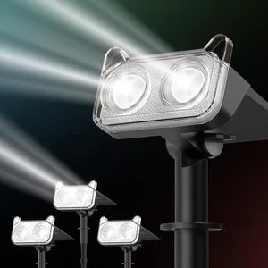 New Solar Spot Lights Outdoor Waterproof Bright 30H Runtime Solar Powered Landscape Lighting Wall Spotlights for Garden Decor