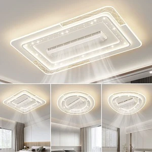 New Style Intelligent Voice-controlled LED Nordic Minimalist Atmosphere Leafless Fan Lamp for Living Room Master Bedroom Study