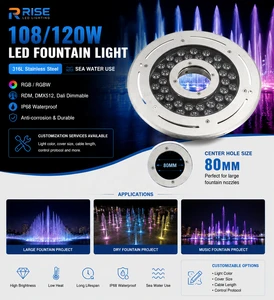 Ip68 Waterproof 316L Stainless Steel Multi Colored Dmx Rgbw Warm White Underwater Lamp Water Jet Dry Deck Fountain Led Lights