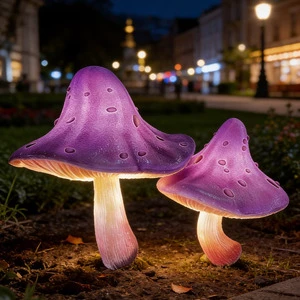 LED Simulated Luminous purple Mushroom Lamp Floor-Standing IP65 Landscape Decoration Creating Ambiance Lawns Gardens Grassy