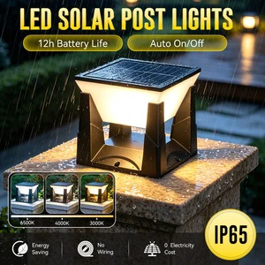 Modern Solar Pillar Light IP65 Waterproof Outdoor Post Light for Garden Fence Gate Column Decor 15cm 20cm Square Shape