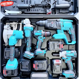 Professional 4-in-1 Brushless Cordless Power Tools Combo Kit 21V Lithium Battery Grinder Drill Hammer Wrench Industrial Set
