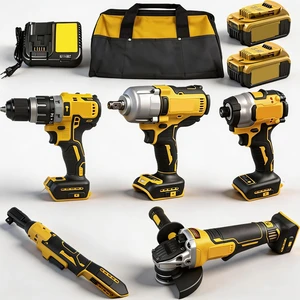 NEW 5-In-1 Cordless Electric Tool Kit Industrial & DIY Electric Hardware Tool 20V Max Complete Lithium-ion Power Tool Kit