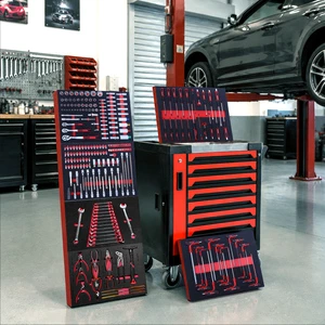 273PCS Cr-V Mechanic Tool Set With 6 EVA Trays Heavy Duty Mobile Tool Trolley Cabinet Auto Repair Garage Storage Tool Cart