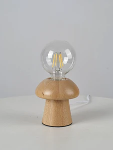 Modern Wooden Mushroom Table Lamp E27 LED Bulb 2700K Warm White Scandinavian Design Small Size Bedroom Decorative Light