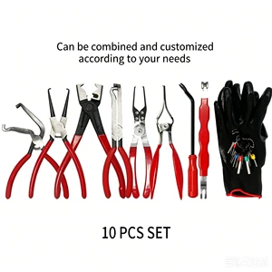 OEM ODM Custom Hand Car Repair Tool Set Straight Hose Clamp Pliers Bent Disconnect Pry Bar Headlight Opener Curved