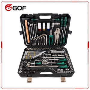 Portable Industrial Grade Stainless Steel Auto Repair Socket Wrench Tool Kit with 3/4 Jaw Capacity Hard Case for Car Mechanics