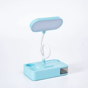 Small square Head Reading Lamp with Pen and Phone Holder Usb Charging Led Flexible Hose Desk Lamp
