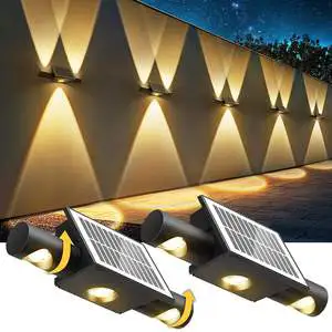 OVO-009 Solar LED IP65 Up/Down Rotatable Adjustable Wall Light With Solar Panel Outdoor Waterproof Garden Yard Light