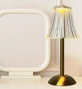USB Rechargeable LED Desk Lamp Bedroom Bedside Crystal Small Table Lamp Cordless Small Decorative Lamp on Table Light