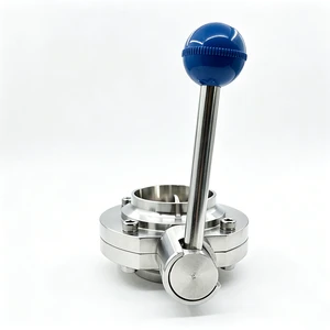 Food Grade Sanitary Welded Butterfly Valve With Spherical Plastic Knob for Beer Dairy Production Fluid Control Butterfly Valve