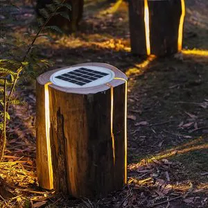 LED Solar Simulation Luminous Warm White IP65 Resin Stump Lamp Outdoor Lawn Lights For Courtyard Park Camping