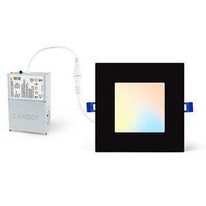 Lanbot ETL 4 Inch Square Ultra Thin LED Recessed Downlight 9W 5CCT Dimmable with Junction Box