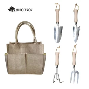 Garden Tools Set Stainless Steel Blade Whaet Straw Handle Home Gardening Tool Kit Gift Garden Tool Set With Bag