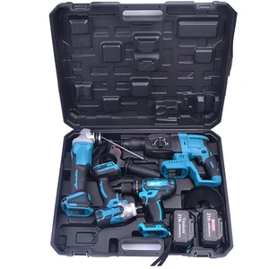 21V Portable Cordless Power Combo Tool Set 4IN1 Other Lithium Battery Power Tool Kit Brushless Rotary Hammer Electric Drills