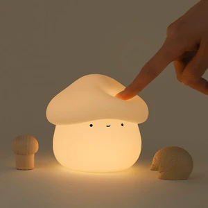 Rechargeable ABS Cartoon LED Nightlight Cute Mushroom Lamp Dimmable Touch Control Yellow White Shade USB-C Charging Gift For