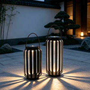 Wide Iron Strip Solar-Powered Automatically Adjustable Waterproof Handmade Garden Wind Lamps For Garden Decoration And Lighting