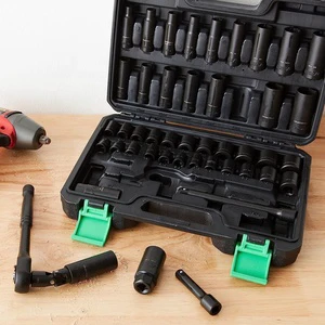 46Pcs 3/8-Inch Drive 6 & 12 Point Deep and Shallow Impact Socket Set 72 Teeth Ratchet Socket Wrench Sets Portable Socket Set Box