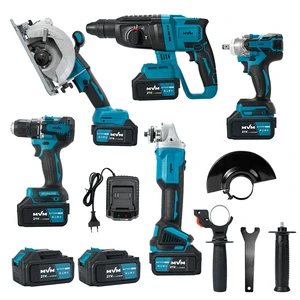 21V Brushless Lithium Battery Hard Case OEM Power Tool Set 5-in-1 Multi-function Hammer Drill and Angle Grinder