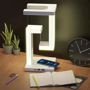 Square Led Desk Lamp With Magnetic Levitation Modern Design Eye Caring Table Light for Bedroom Study Multi-function Charger