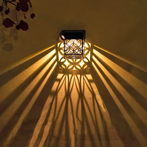 Outdoor Waterproof Decorative Lighting LED Auto on Off Solar Powered Patio Deck Fence Wall Lights for Garden Yard Post Decor