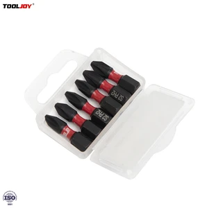 TOOLJOY Heavy Duty 25mm High Torque S2 Anti Slip Magnetic PH2 Phillips 6-Piece Industrial DIY Screwdriver Bit Impact Driver