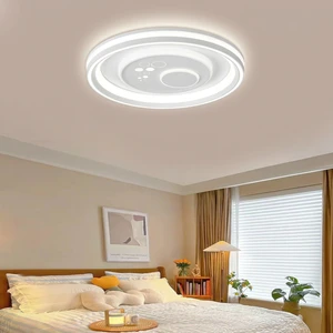 Contemporary Circular Fan Light Featuring Nested Rings and Adjustable Wind Speeds for Efficient Cooling and Bright Home Lighting