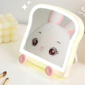 Bedroom Lighting Small Vanity Mirror Touch Control Lighted Makeup Mirror Lamp With Lovely Toast Design Girls Gifts