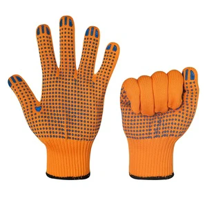 Hot Sale Orange PVC Coated Cotton Work Gloves Labor Protection Hand Safety Gloves for Garden Work