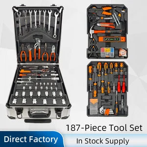 Set of 187pcs Manual Mechanic Ratchet Wrench Socket Combination Tools Hand Tool Kits for Cars, Motorcycles and Bicycles Repair