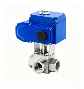 Industrial Natural Gas Control Ball Valve AX-Q914/5F/N-320P Blue Stainless Steel Manual High Pressure Internal Thread Three Way