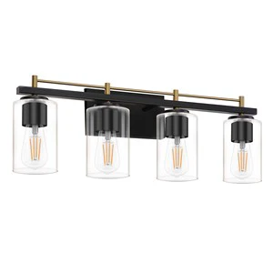 Bathroom Vanity Light Fixtures Brushed Nickel 4 Lights Rustic Farmhouse Vanity Bar Lighting Over Mirror Modern Industrial