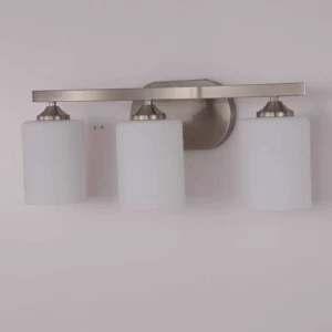 Bathroom Vanity Lighting Modern Opal Glass Shade Finish in Brushed Nickel Wall Lamp Fixture Vanity Lighting Over Mirror Bathroom