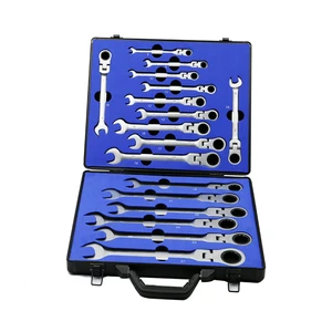 Combination Wrench Set High Quality Adjustable Ratchet 17 Piece Set Aluminum Box + Eva 8-27mm1