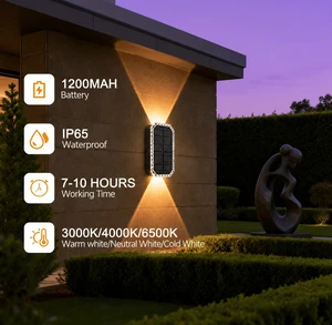 Solar RGBW Outdoor Wall Light IP65 Waterproof Up Down LED Wall Lamp for Garden Fence Patio Balcony