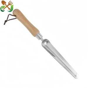 Stainless Steel Transplant Seeding Widger Garden Trowel With Wood Handle Shovel Depth Marker Measurements For DIY Customizable