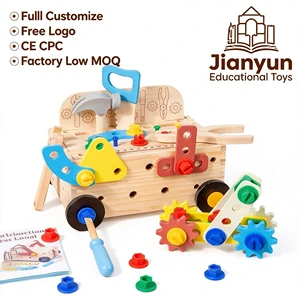 Customized 2026 Educational Stem Construction Toys Natural Solid Wood Screw BoxTool Set Toys for Kids Boys Engineering Play