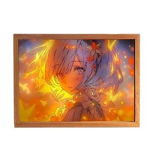 Painting Light LED Photo Frame Painting Night Lights Wooden Lamp 3D Luminous Shadow Art Multi Colors 40 60 Fashionable Modern 85