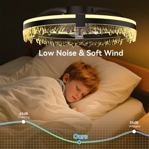 20 Inch New Modern LED Ceiling Fan Light Dimmable Remote Control APP for Bedroom Study Dining Room for Living Space