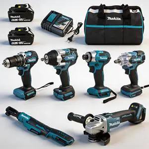 Makita 18V Wireless 10Pc with 5.0Ah Batteries Applied to Combination Tools Set Suitable Construction, Woodworking Kit Combo Set
