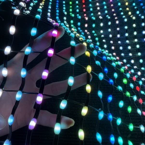 P50 Outdoor Flexible LED Mesh Screen IP68 Waterproof Transparent Building Media Facade Pixel Grid Display