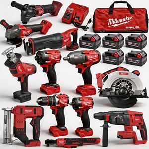 Milwaukee 18V 5pc Li-on Battery Power 19-Piece Industrial Kit M18 FUEL Wrench Grinder Drill Multi-Functional Power 18-1 Tool Set