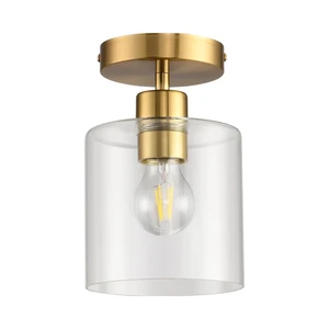 KLSS Modern LED Ceiling Fixture Brass Semi Flush Mount Waterproof Matte Gold Finish Outdoor Wall Lamps for Closet Hallway