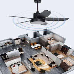 48-Inch 5-Blade Iron ABS Ceiling Fan Lamp Remote Control 220V DC Brushless Motor 6-Speed Dimmable LED Lighting Modern Design